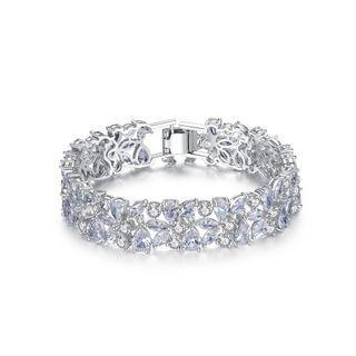 Elegant And Bright Geometric Pattern Bracelet With Cubic Zirconia Silver - One Size
