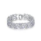 Elegant And Bright Geometric Pattern Bracelet With Cubic Zirconia Silver - One Size