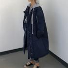 Mock Two-piece Padded Buttoned Long Coat