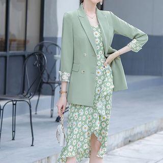 Blazer / Spaghetti Strap Floral Dress / Set