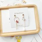 Non-matching Alloy Unicorn Moon & Star Dangle Earring One Pair - Non-matching Alloy Unicorn Moon & Star Dangle Earring - Gold & White & Light Purple - One Size