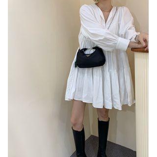 Long-sleeve V-neck Loose-fit A-line Dress
