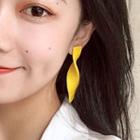 Acrylic Twisted Dangle Earring Yellow - One Size