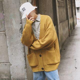 Front Pocket V-neck Knit Cardigan