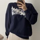Midi Accordion Pleat Skirt / Letter Embroidered Sweatshirt