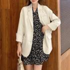 Single-breasted Blazer / Flower Print Long-sleeve Mini A-line Dress / Set