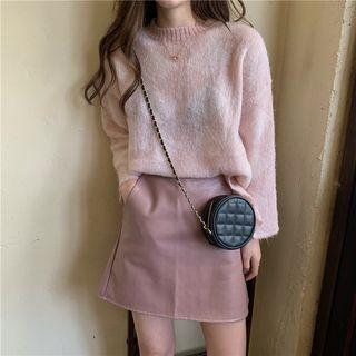 Plain Sweater / High-waist A-line Skirt