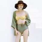 Strapless Two-tone Bikini / Open Front Light Jacket / Set