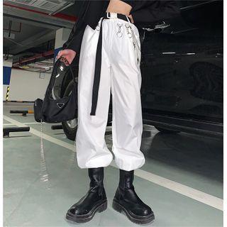 High Waist Plain Jogger Pants / Lightning Pants Chain