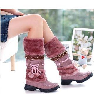 Pompom Furry Trim Snow Boots