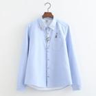 Print Fleece-lined Long-sleeve Blouse