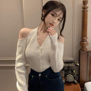 Long Sleeve Halter Plain Sweater