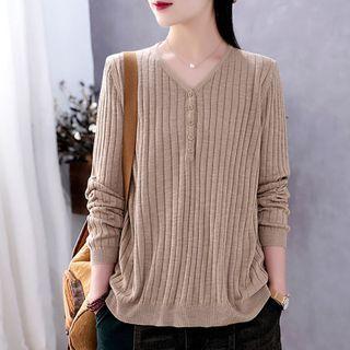 V-neck Plain Knit Top (various Designs)