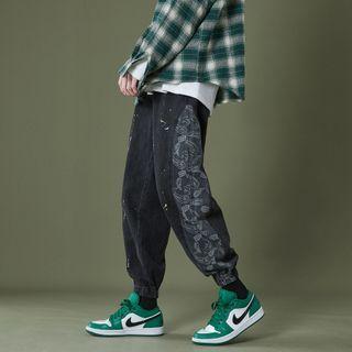 Paisley Print Panel Jeans