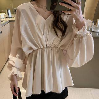V-neck Long Sleeve Mock Top
