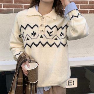 Curve Striped Polo Sweater