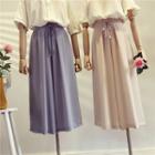 Bow Accent Chiffon Wide Leg Pants