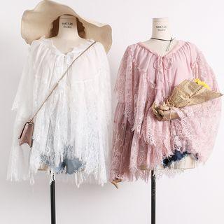 Loose-fit Lace-panel Chiffon Blouse