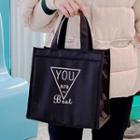 Lettering Print Insulated Lunch Bag You Are The Best - Black - S