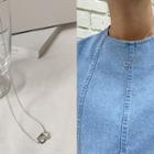 Square Pendant Chain Necklace Silver - One Size