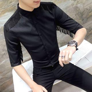 Elbow-sleeve Fringe Shirt