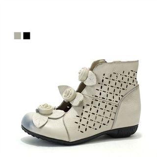 Genuine Leather Perforated Boots
