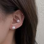 Set Of 6: Faux Pearl Alloy Cuff Earring Set Of 6 - White - One Size