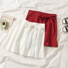 High-waist Plain Bow Skirt