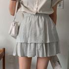 Band-waist Textured Layered Miniskirt
