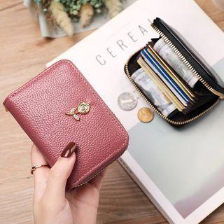 Faux Leather Floral Short Wallet