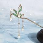 Vintage Flower Alloy Hair Stick J93 - 1 Pc - Gold & Green & White - One Size