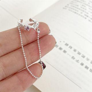 Rhinestone Chained Ear Cuff Single - Silver - One Size