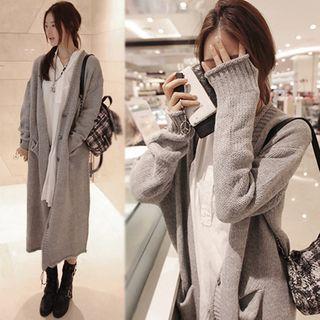 Open Front Long Cardigan Light Gray - One Size