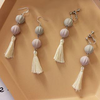 Stone & Tassel Dangle Earring