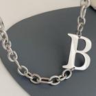 Lettering Chain Necklace 1pc - Silver - One Size