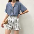 Short-sleeve Lapel Collar Shirt / Polka Dot Shorts