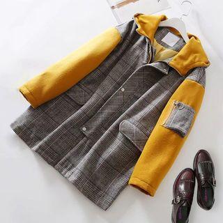 Two-tone Hooded Zip-up Coat