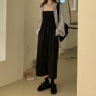 Long-sleeve Striped Shirt / Spaghetti Strap Wide-leg Jumpsuit