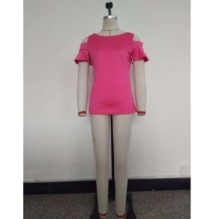Ruffle Cold-shoulder T-shirt