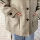 Dual-pocket Woollen Jacket As Shown In Figure - One Size