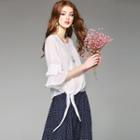 3/4-sleeve Ruffled Loose-fit Top