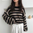 Striped Knit Pullover Striped - One Size