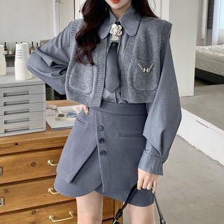 Sweater Vest / Shirt / Tie / Mini Skirt / Set