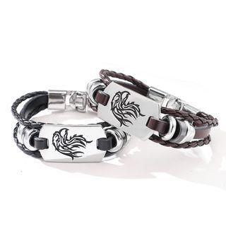 Eagle Faux Leather Woven Bracelet