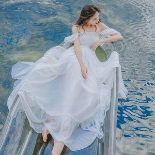 Off Shoulder A-line Maxi Dress