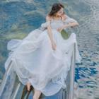 Off Shoulder A-line Maxi Dress
