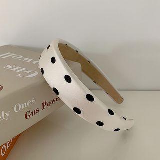 Polka Dot Fabric Headband Black & White - One Size