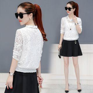 Long-sleeve Beaded Lace Top