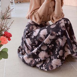 Zip-back Floral Print Skirt