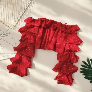 Off-shoulder Ruffle-trim Cropped Blouse